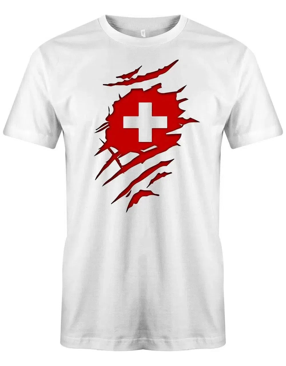 Switzerland Shirt aufgerissen - WM EM Schweiz Fan T-Shirt - Herren T-Shirt
