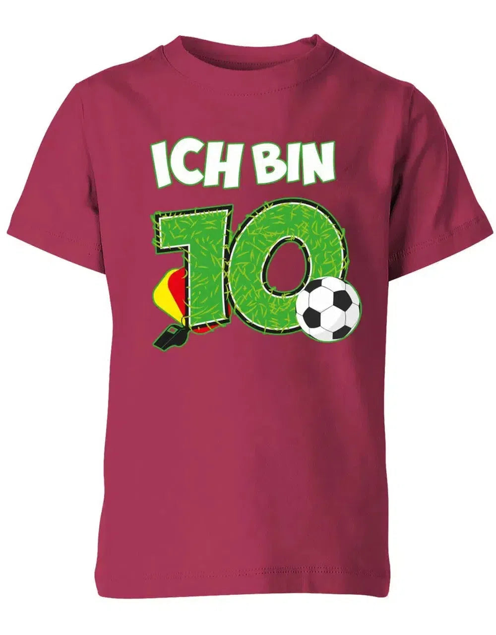 T-Shirt 10 Geburtstag Fußball Fußballer Rote Gelbe Karte für Junge und Mädchen