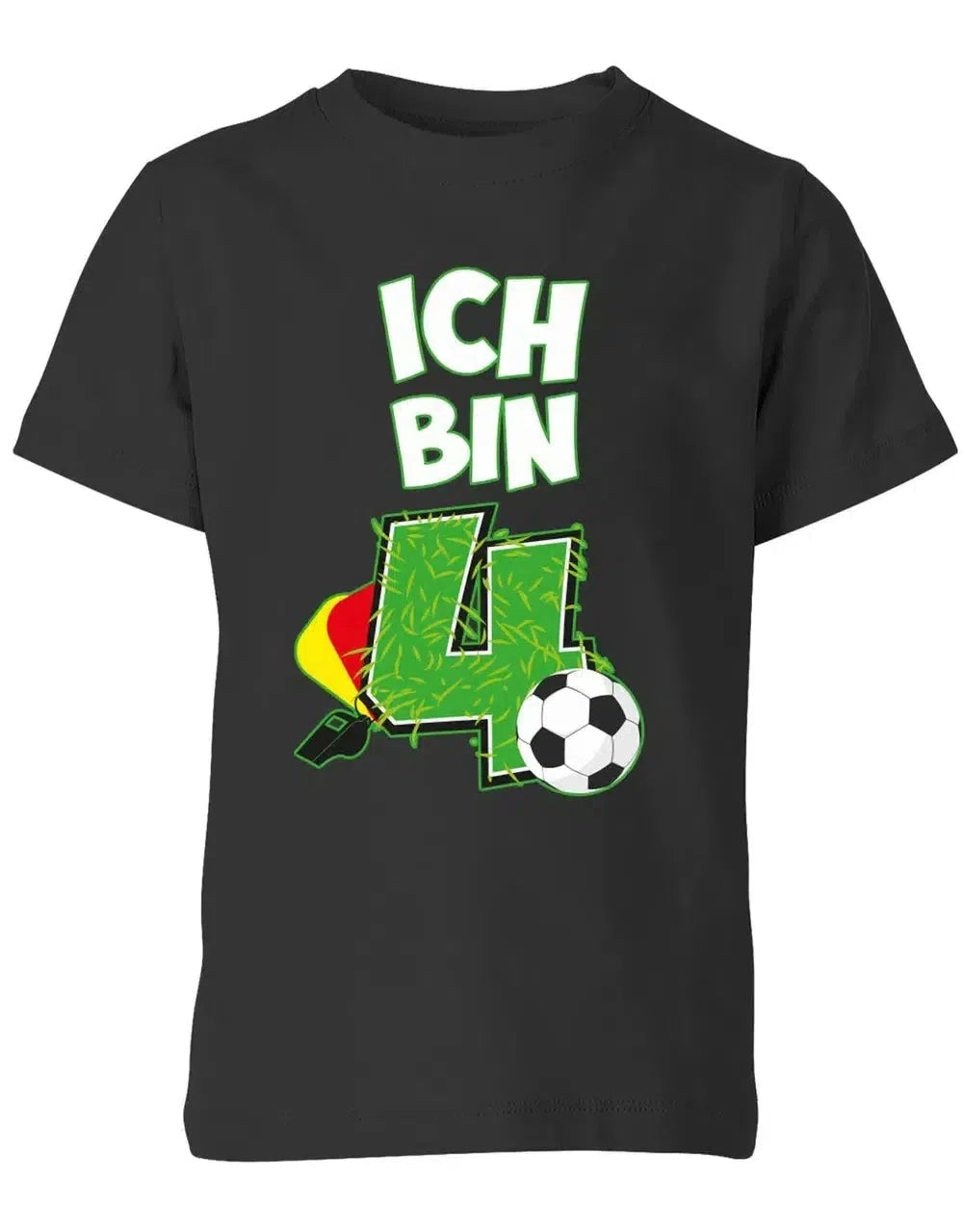 T-Shirt 4 Geburtstag Fußball Fußballer Rote Gelbe Karte für Junge und Mädchen