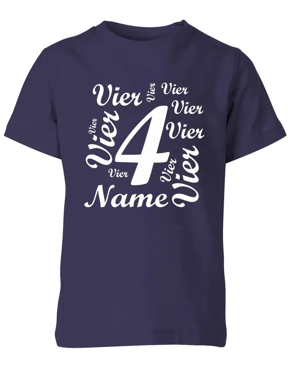 T-Shirt 4 Geburtstag Ganz viele Vieren personalisierbar mit Name für Jungen und Mädchen