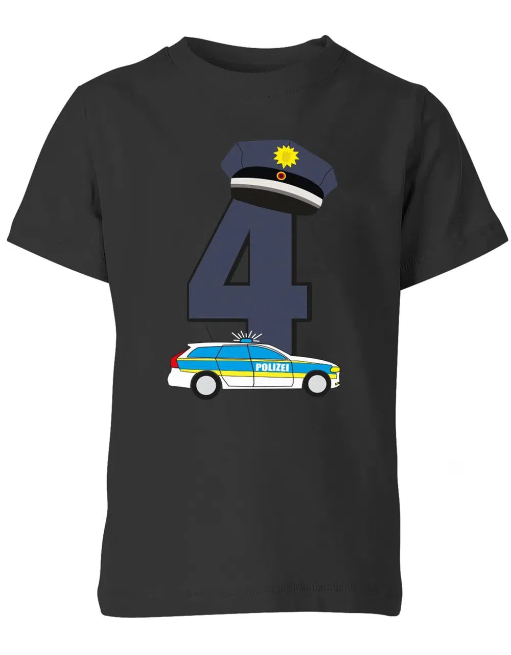 T-Shirt 4 Geburtstag Polizei Junge und Mädchen