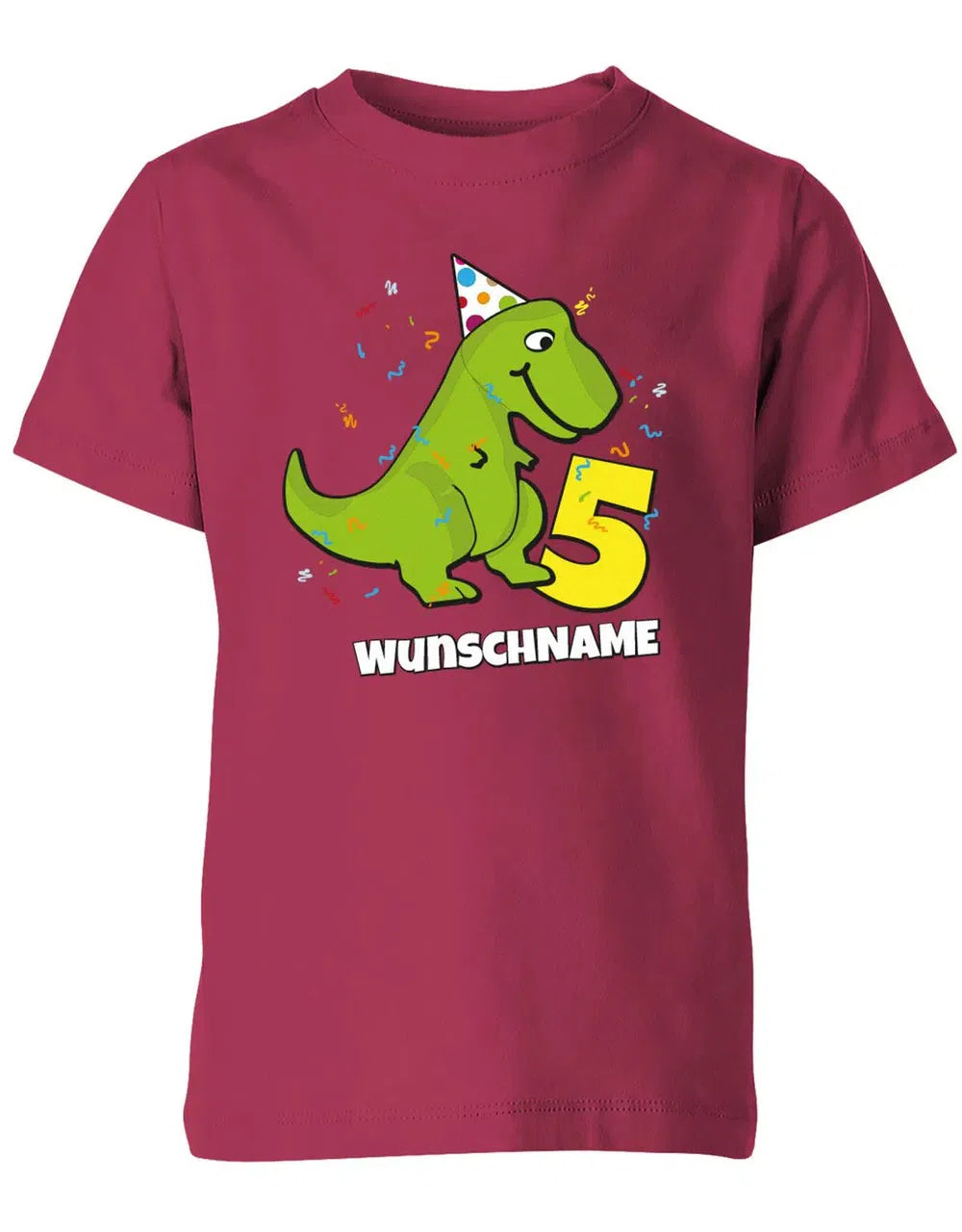 T-Shirt 5 Geburtstag Dinosaurier personalisiert mit Name für Junge