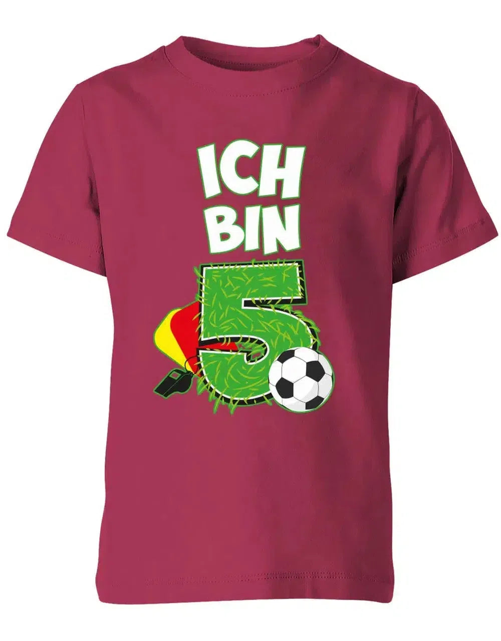 T-Shirt 5 Geburtstag Fußball Fußballer Rote Gelbe Karte für Junge und Mädchen