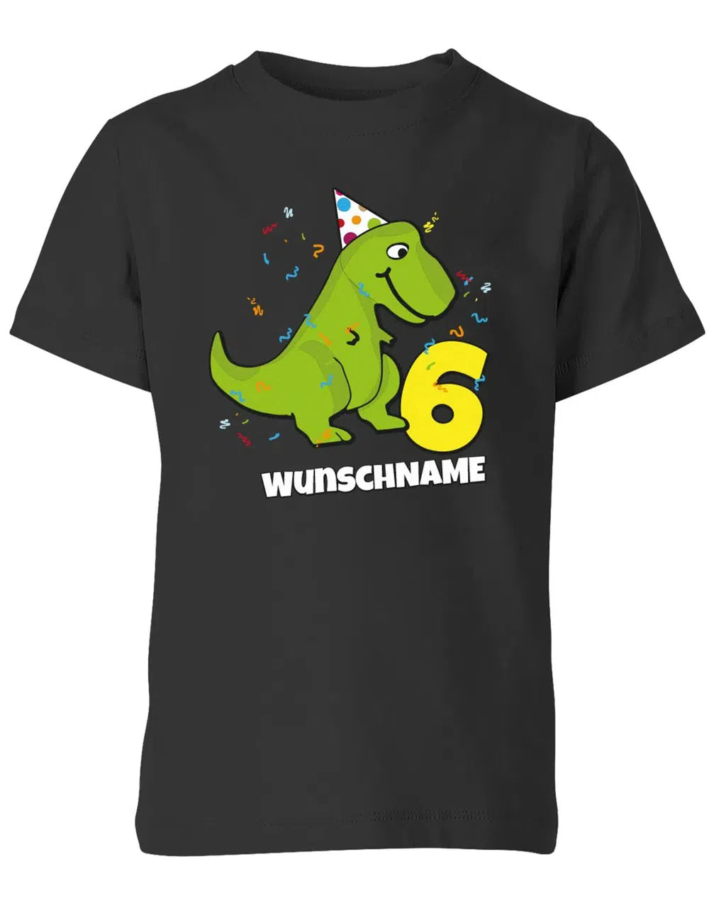 T-Shirt 6 Geburtstag Dinosaurier personalisiert mit Name für Junge