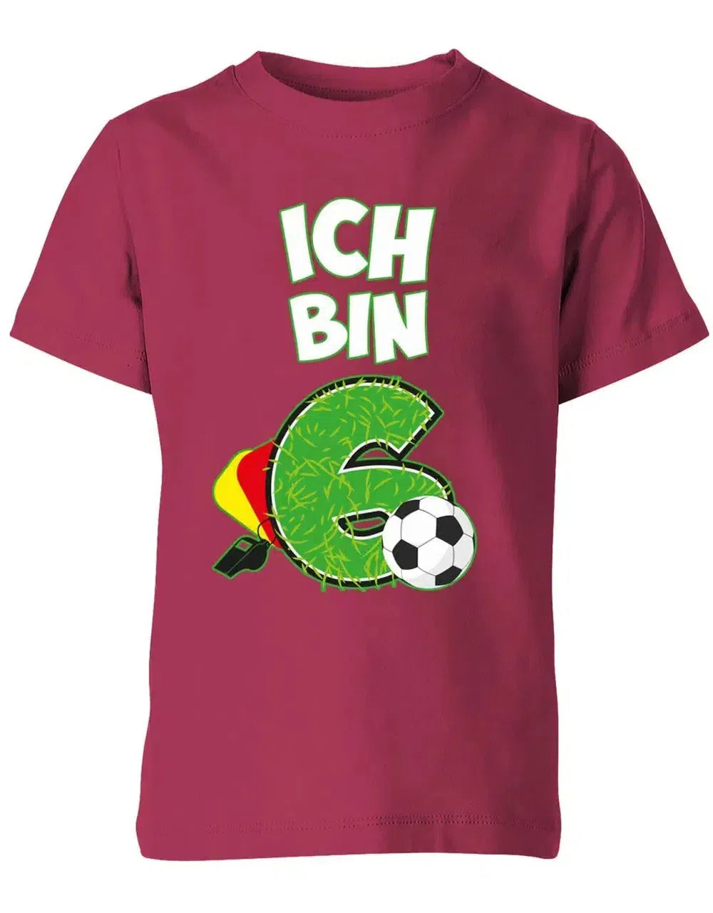 T-Shirt 6 Geburtstag Fußball Fußballer Rote Gelbe Karte für Junge und Mädchen