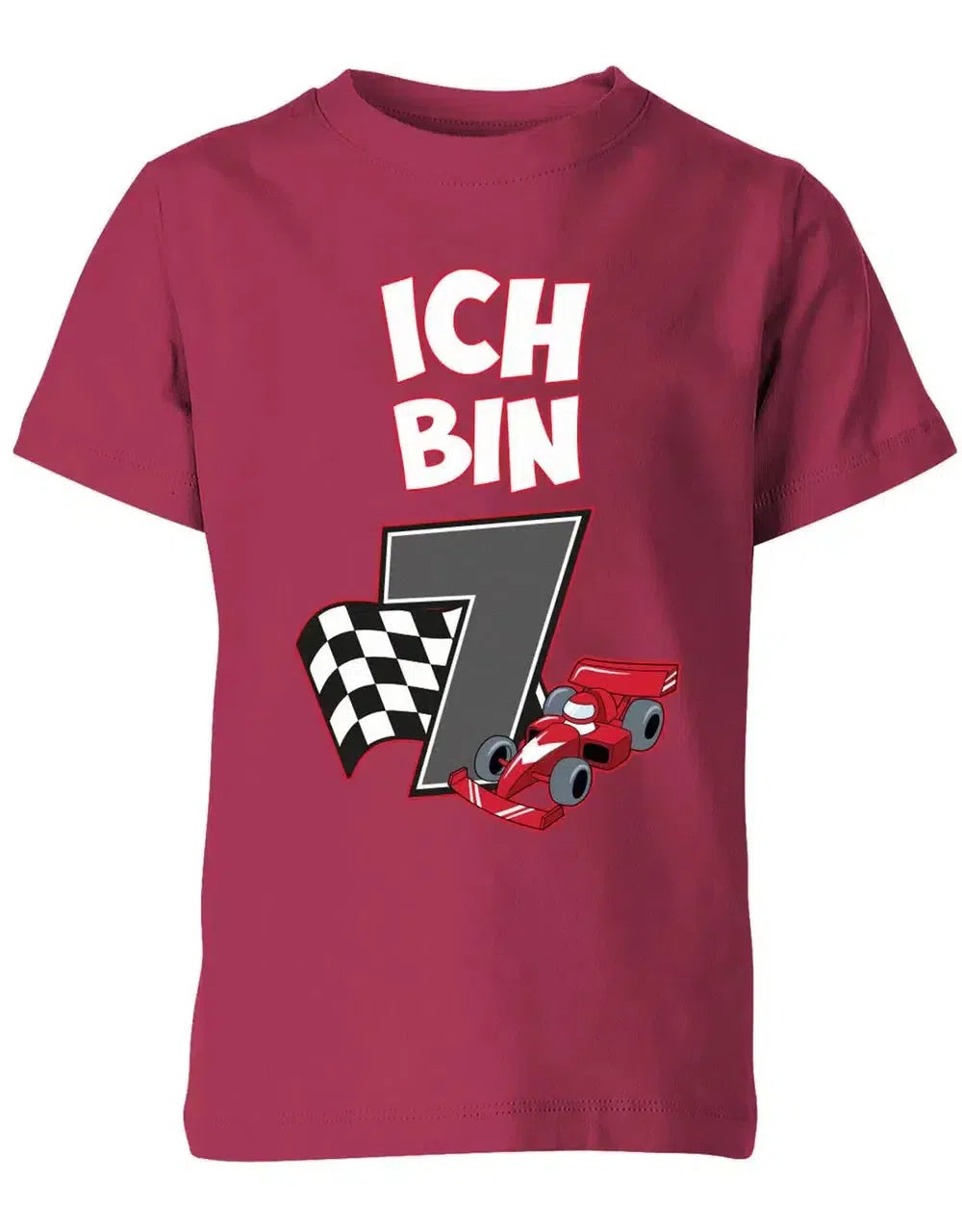 T-Shirt 7 Geburtstag Autorennen Rennfahrer Rennwagen Motorsport für Junge und Mädchen
