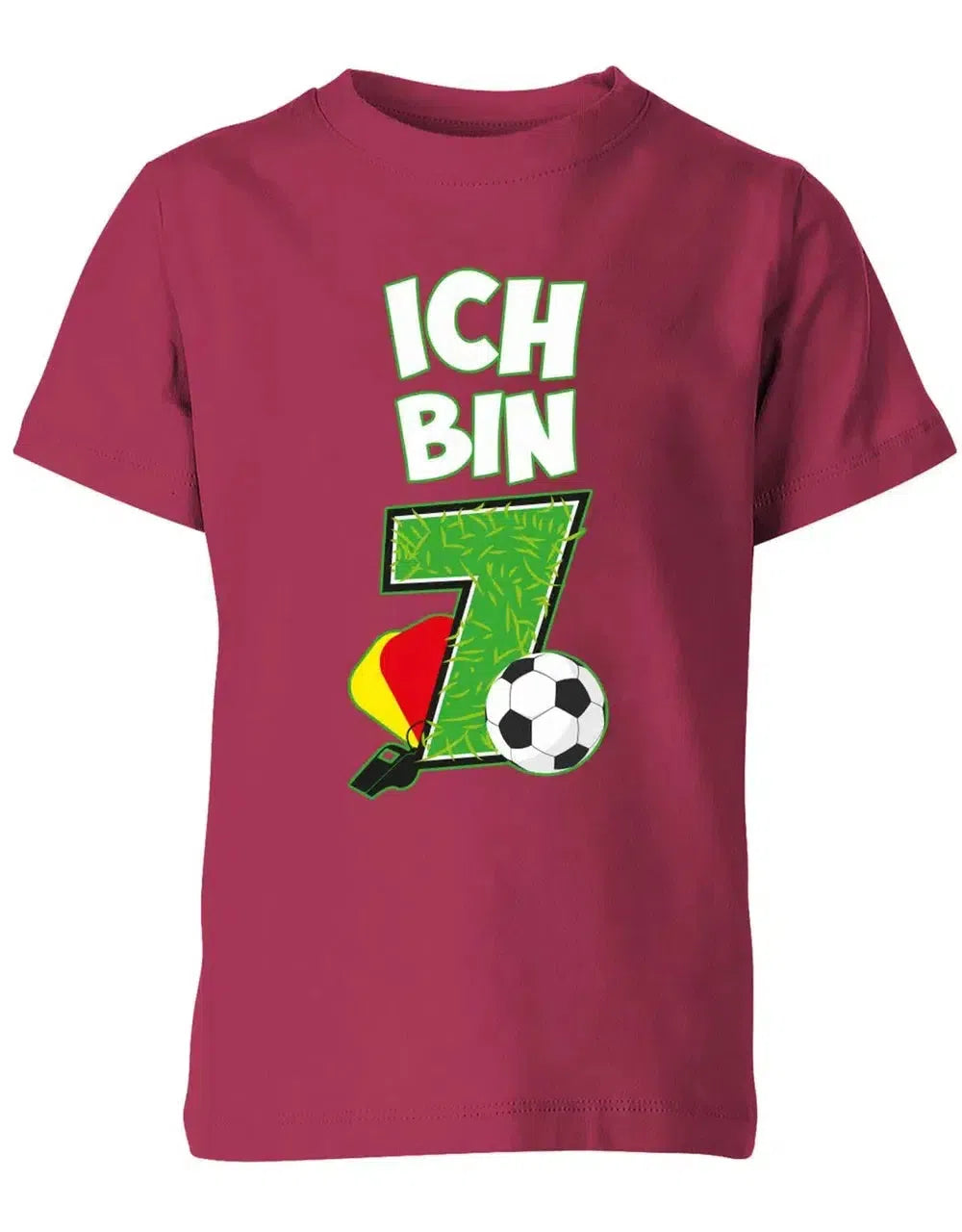 T-Shirt 7 Geburtstag Fußball Fußballer Rote Gelbe Karte für Junge und Mädchen