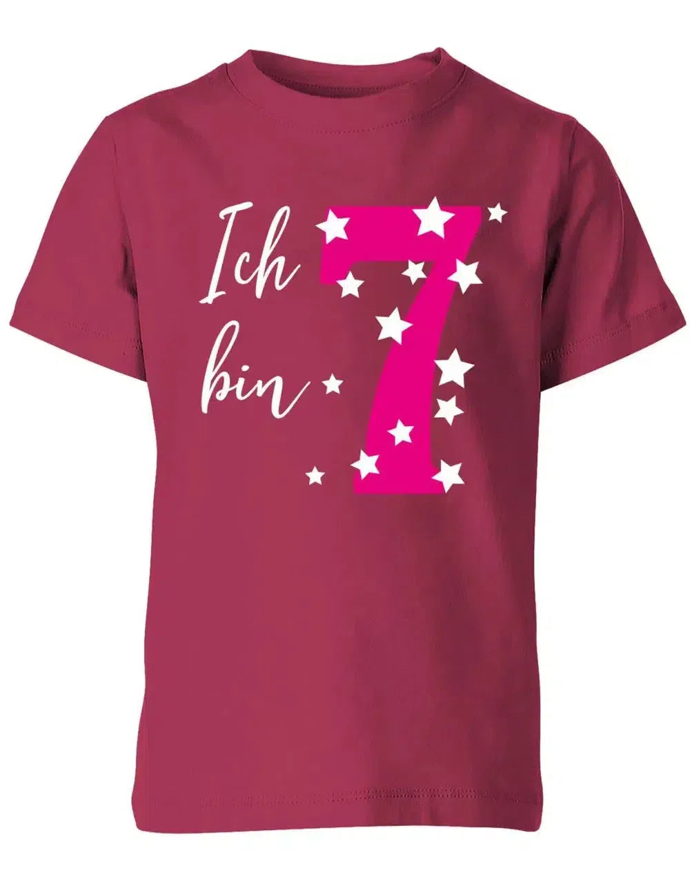 T-Shirt 7 Geburtstag ich bin 7 mit Sterne verziert für Mädchen