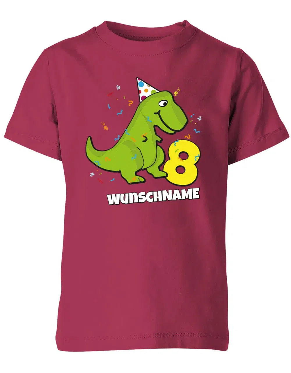 T-Shirt 8 Geburtstag Dinosaurier personalisiert mit Name für Junge