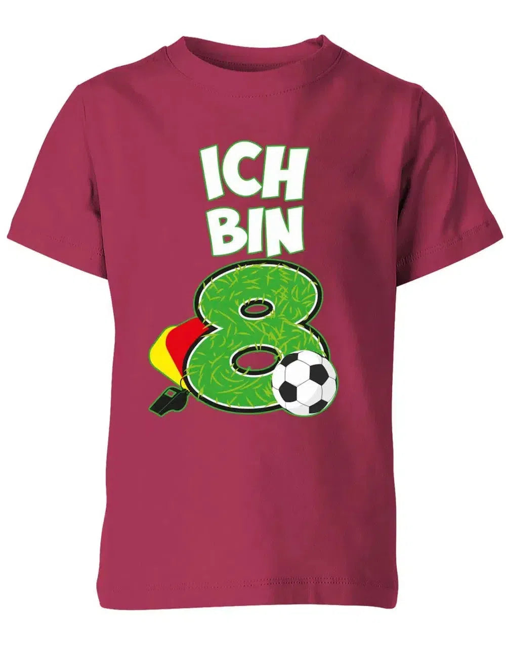 T-Shirt 8 Geburtstag Fußball Fußballer Rote Gelbe Karte für Junge und Mädchen