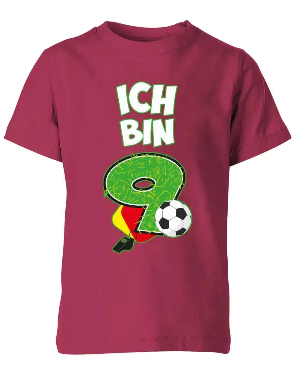 T-Shirt 9 Geburtstag Fußball Fußballer Rote Gelbe Karte für Junge und Mädchen