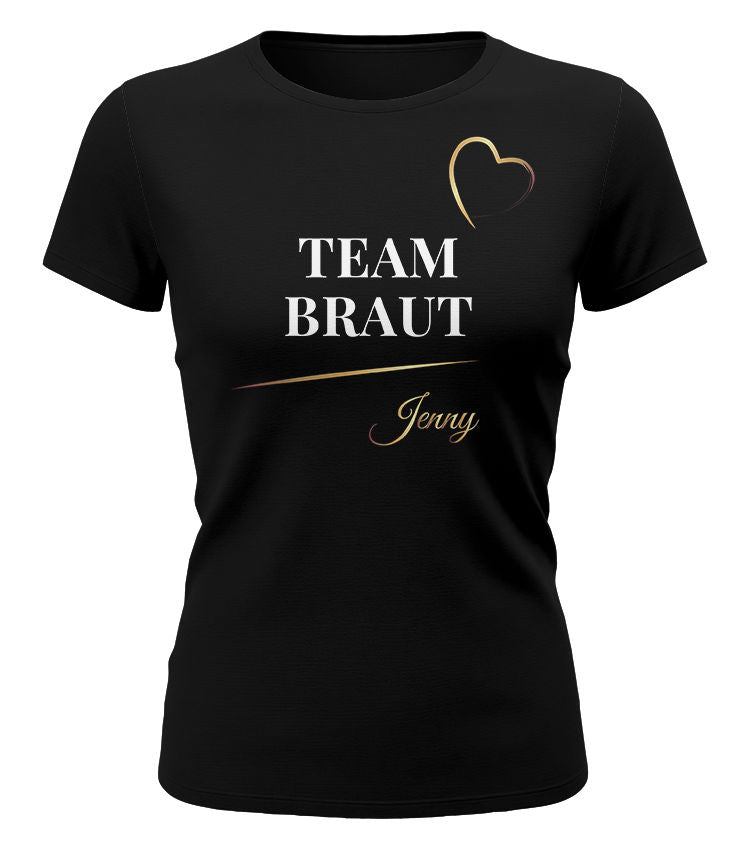 JGA Shirt Team Braut Damen – personalisiert mit Name Junggesellinnenabschied