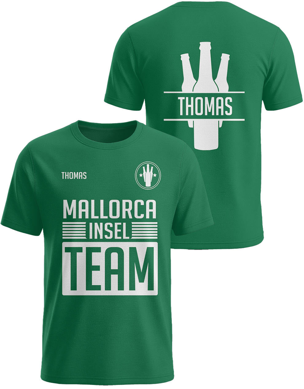 Mallorca Team T-Shirt grün Herren personalisiert Urlaub Männergruppe