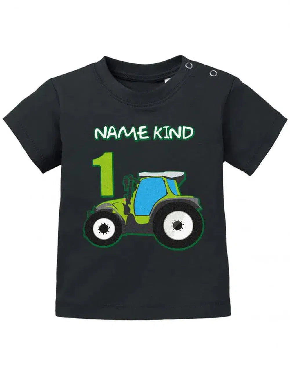 Traktor mit 1 - Landwirtschaft - Erster Geburtstag - Personaliert mit Name - Baby T-Shirt