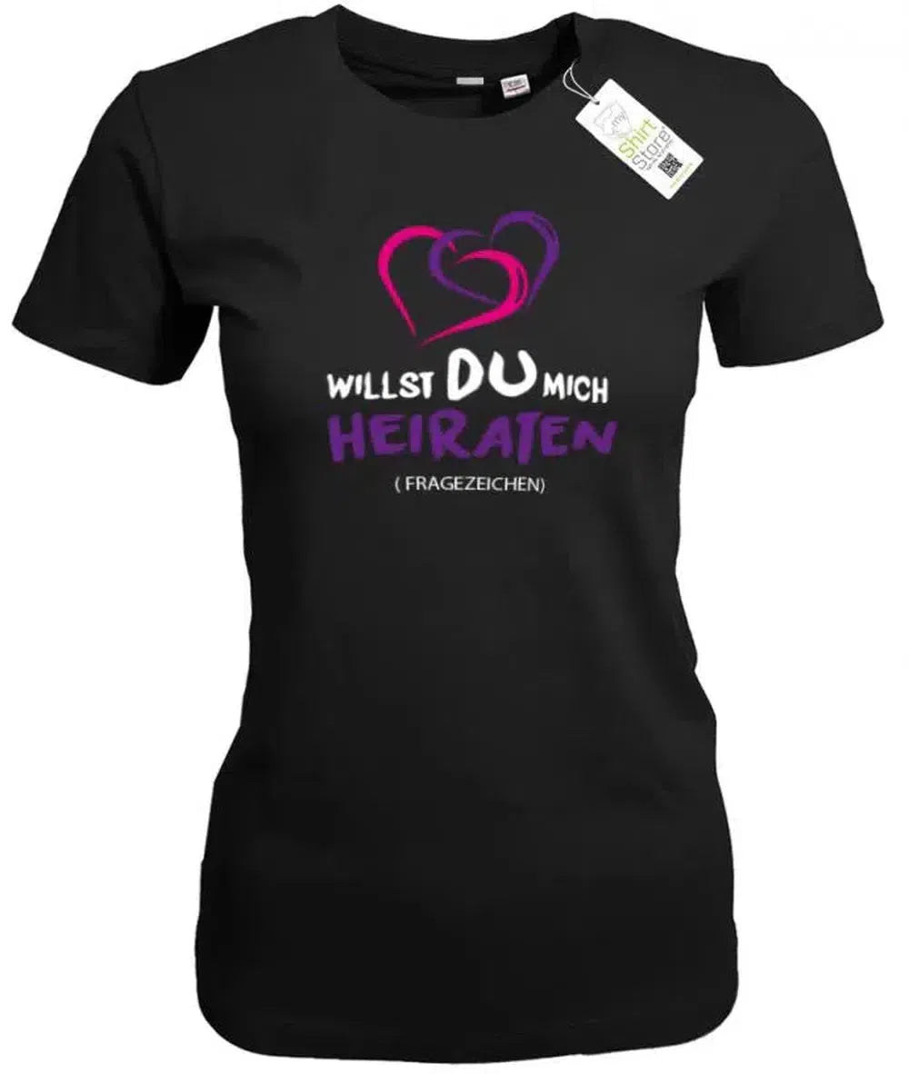 Willst du mich heiraten? – Verlobung Damen T-Shirt mit Fragezeichen