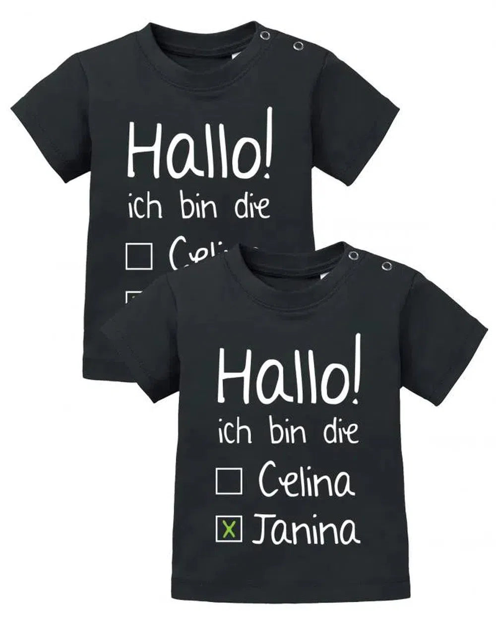 Zwilling Shirts - Hallo ich bin die mit Name angekreuzt - Baby
