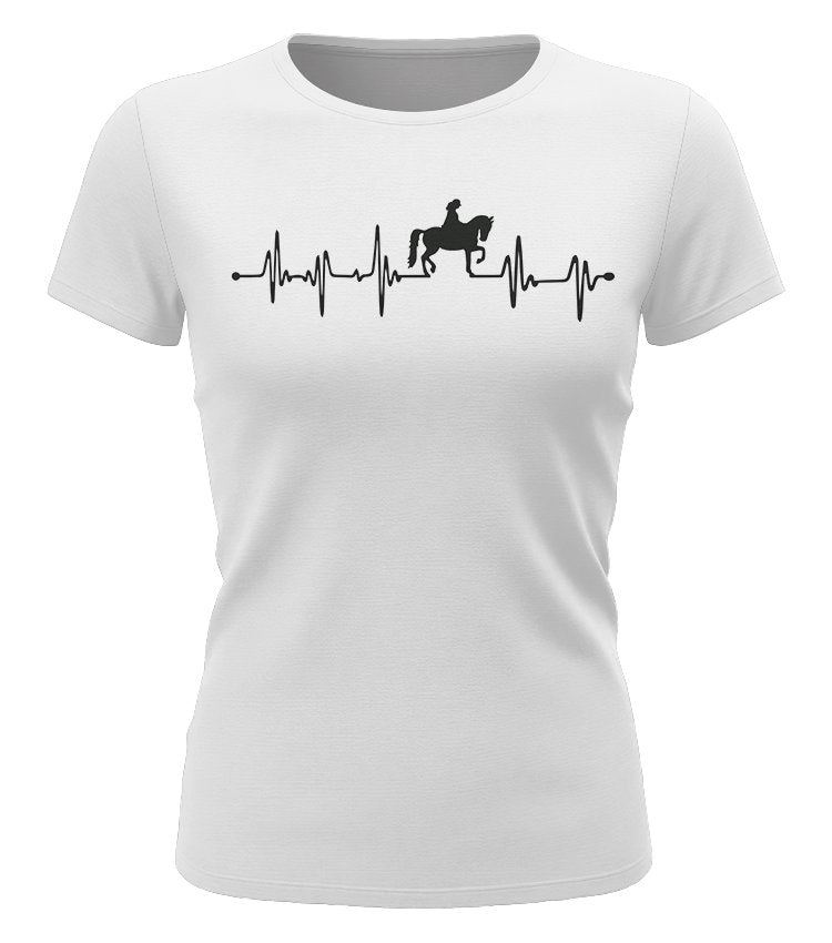 Herzschlag Reiter EKG - Reiterin - Pferd - Damen T-Shirt weiß