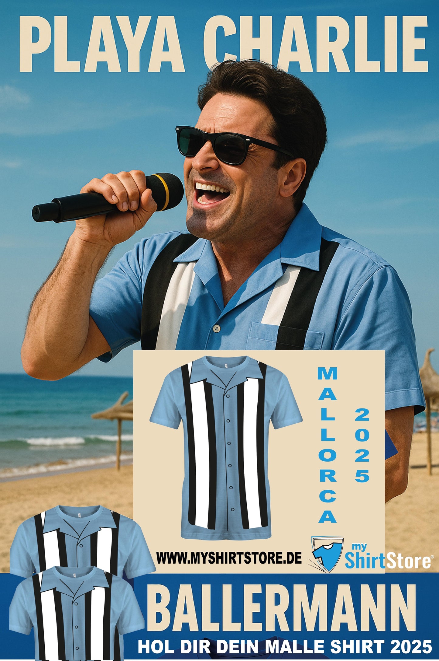 Playa Charlie T-Shirt – Charlie Sheen Style | Malle Schlager