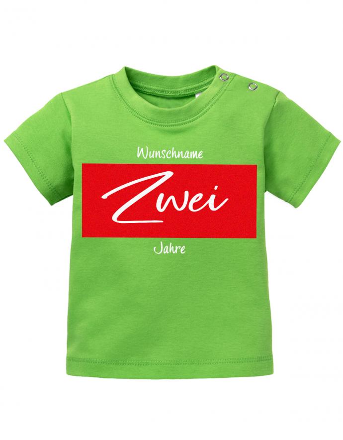 baby-shirt-mit wunschnamen- 2 jahre alt-geburtstags t-shirt kinder 2- baby shirts mit namen grün
