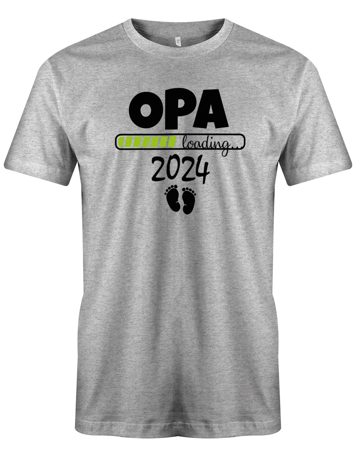 Opa T-Shirt Spruch für werdenden Opa - Opa Loading 2024 Balken lädt. Fußabdrücke Baby. Grau
