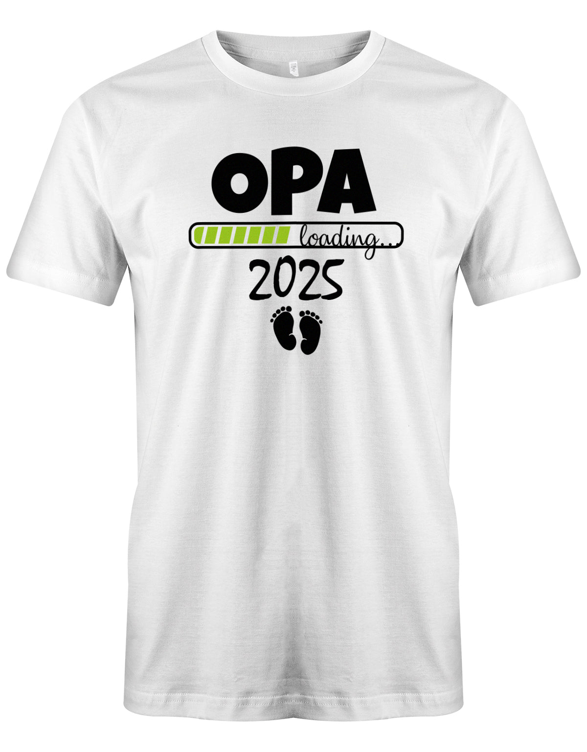 Opa T-Shirt Spruch für werdenden Opa - Opa Loading 2025 Balken lädt. Fußabdrücke Baby. Weiss