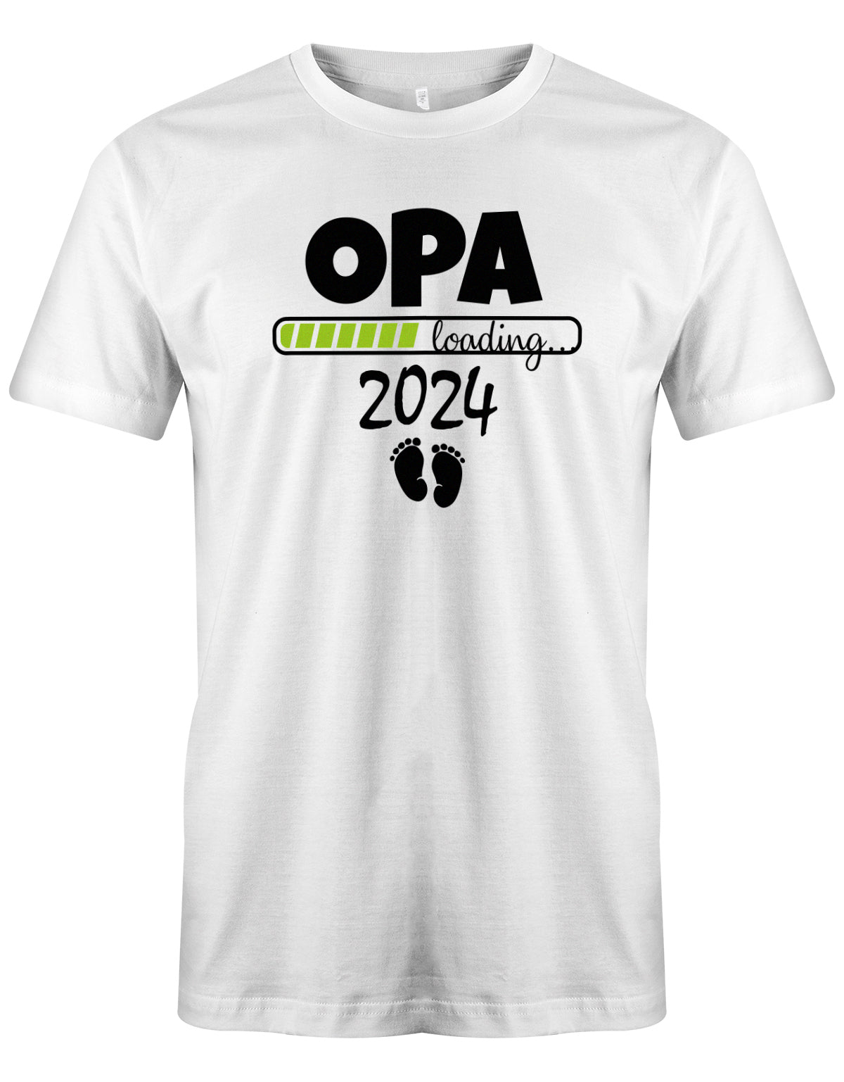 Opa T-Shirt Spruch für werdenden Opa - Opa Loading 2024 Balken lädt. Fußabdrücke Baby. Weiss