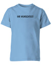 Kinder Tshirt mit Wunschtext.  Minimalistisches Design. Hellblau