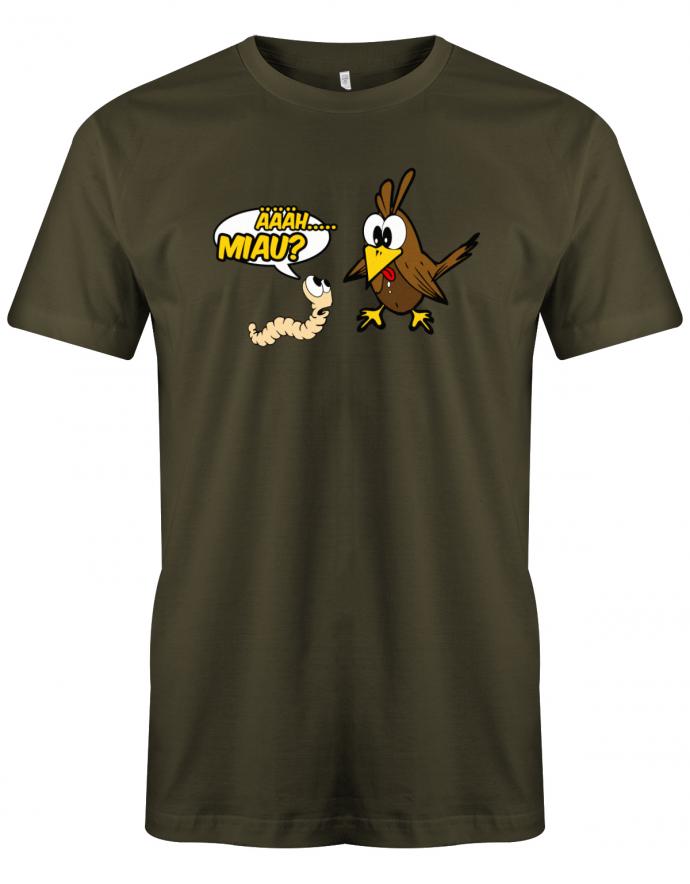 Ähhh Miau - Vogel Wurm Fun - Herren T-Shirt Army