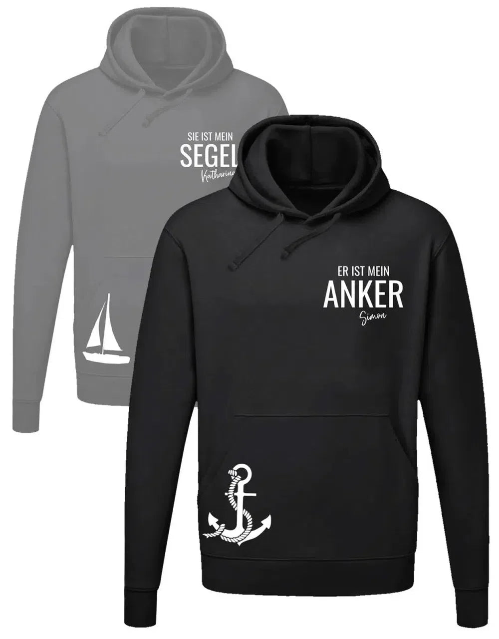 Partner Hoodie - Er ist mein Anker, Sie ist mein Segel - für Paare - Couple Hoodie
