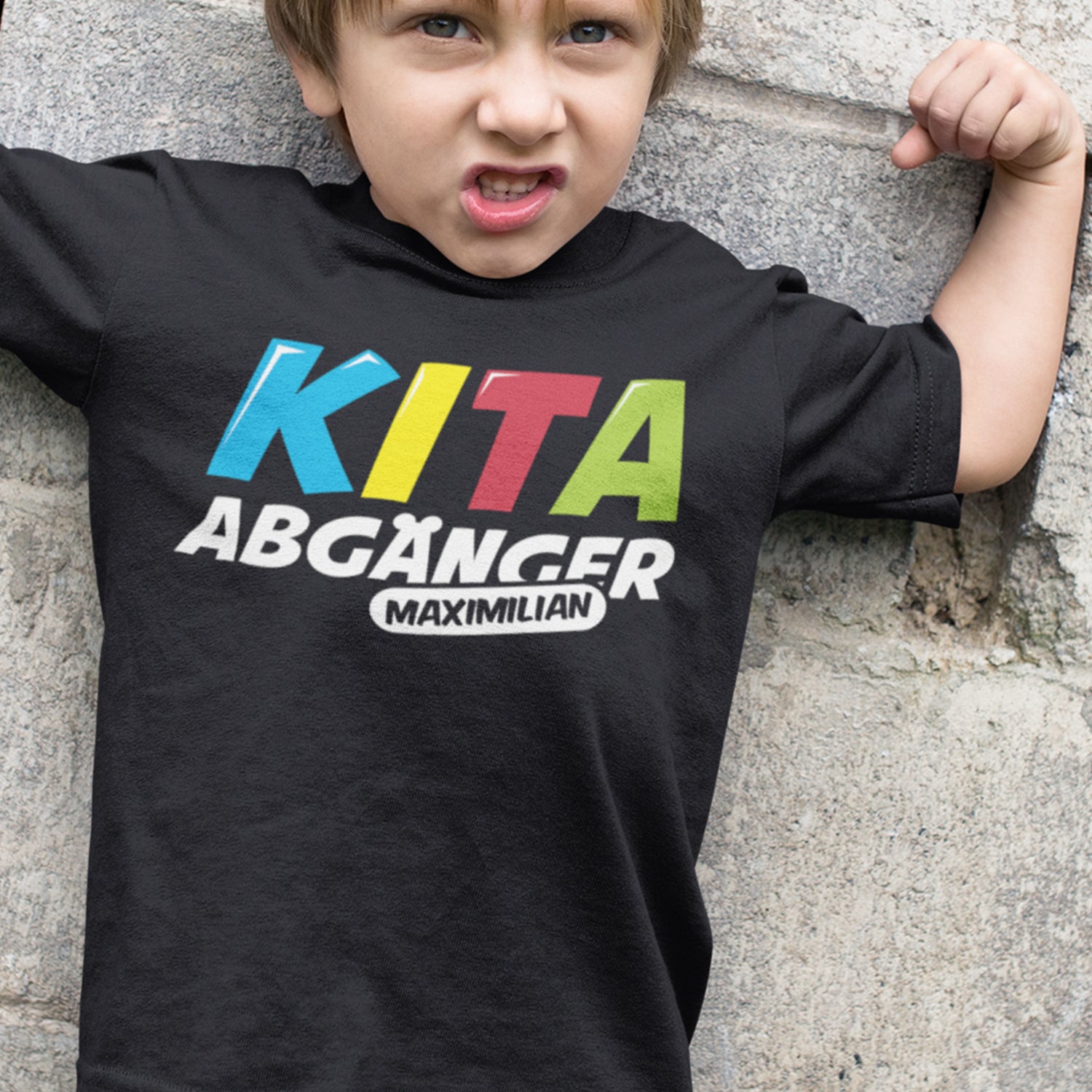 Bedrucktes T Shirt für kinder. lustige fun shirt für kinder. personalisiert für Kita abgänger mit Namen