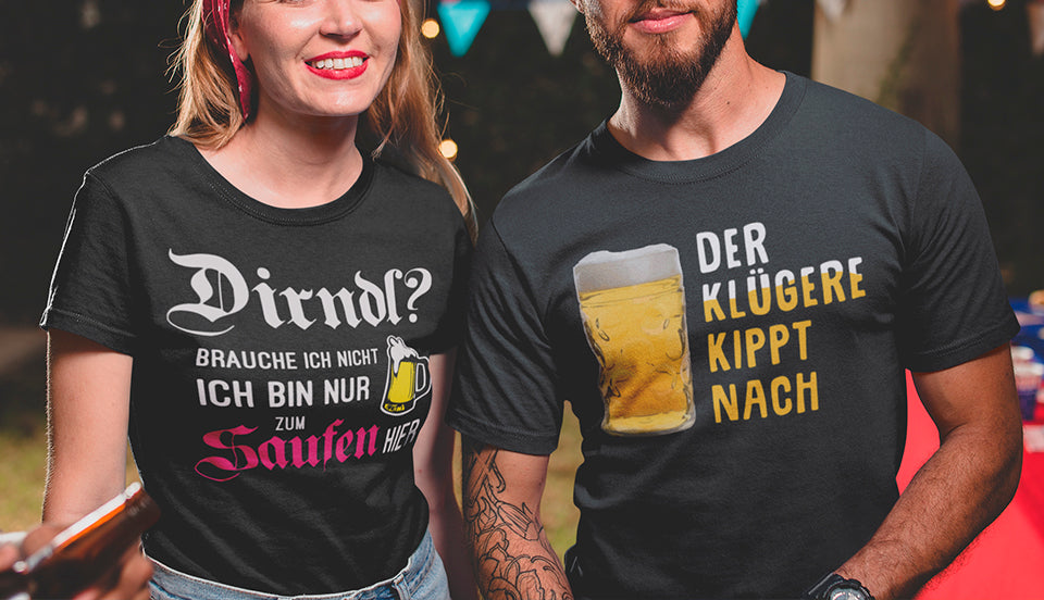 dirndle ersatz t shirt bedruckt mit lustigen Motiven. Der Klügere kippt nach