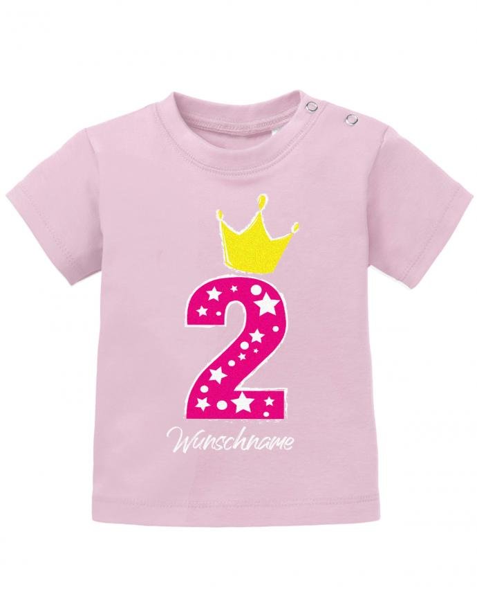 2 Krone Sterne mit Wunschname Mädchen - Baby T-Shirt - T-Shirt bedrucken mit lustigen Sprüchen bei - myShirtStore