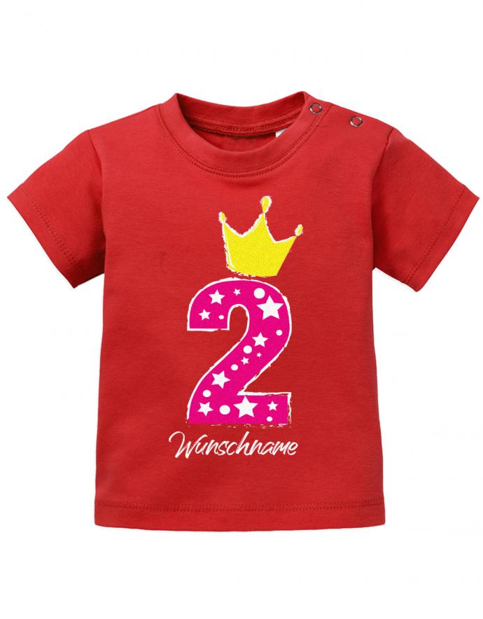 2 Krone Sterne mit Wunschname Mädchen - Baby T-Shirt - T-Shirt bedrucken mit lustigen Sprüchen bei - myShirtStore