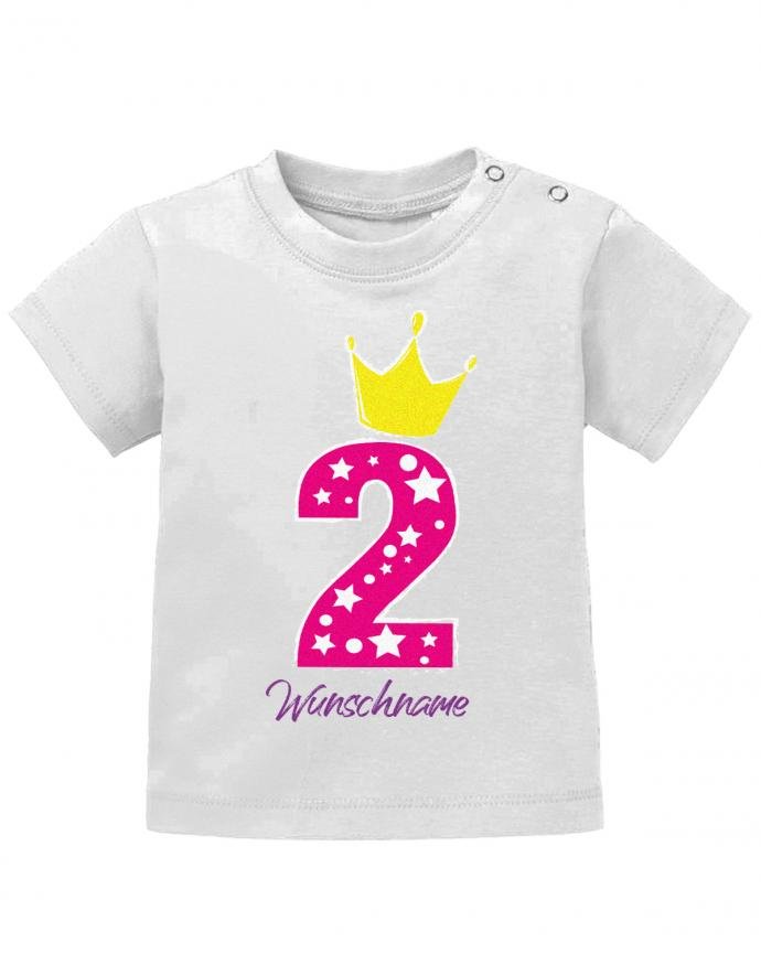 2 Krone Sterne mit Wunschname Mädchen - Baby T-Shirt - T-Shirt bedrucken mit lustigen Sprüchen bei - myShirtStore