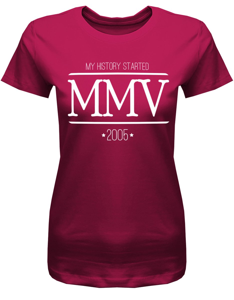 2005 MMV my history started Römische zahlen - 18 Geburtstag Shirt Mädchen - T-Shirt bedrucken mit lustigen Sprüchen bei - myShirtStore