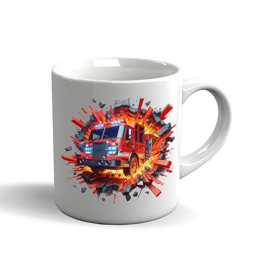 Feuerwehr Tasse – 3D Effekt Motiv mit Feuerwehrauto
