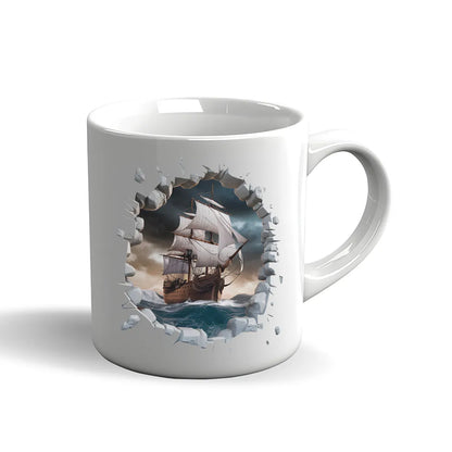 Schiff Tasse – 3D Effekt Motiv mit Segelschiff auf hoher See