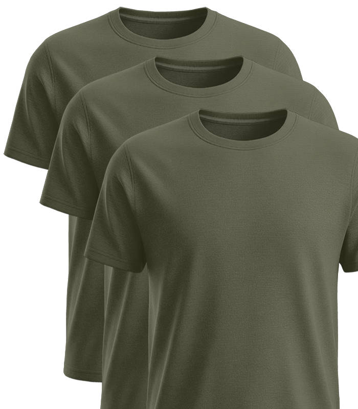 Herren T-Shirt 3er Pack army grün Baumwolle