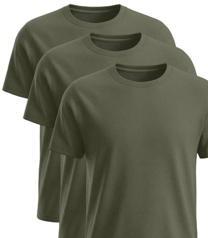 Herren T-Shirt 3er Pack army grün Baumwolle
