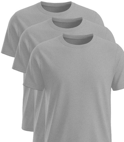 Herren T-Shirt 3er Pack grau Basic Rundhals