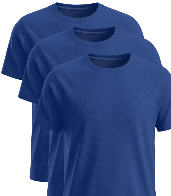 Herren T-Shirt 3er Pack royalblau Basic Shirt