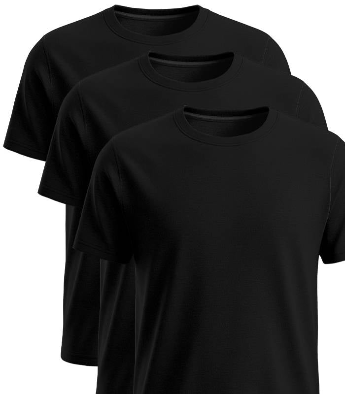 Herren T-Shirt 3er Pack schwarz Baumwolle Basic