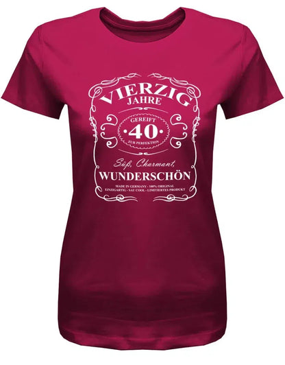 40 Jahre gereift zur Perfektion - Süß Charmant Wunderschön - 40 Geburtstag Shirt Frau