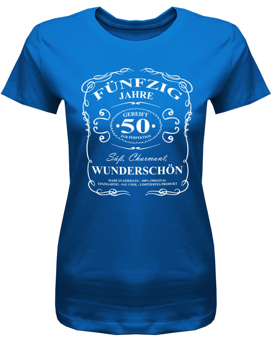 50 Jahre gereift zur Perfektion - Süß Charmant Wunderschön - 50 Geburtstag Shirt Frau - T-Shirt bedrucken mit lustigen Sprüchen bei - myShirtStore