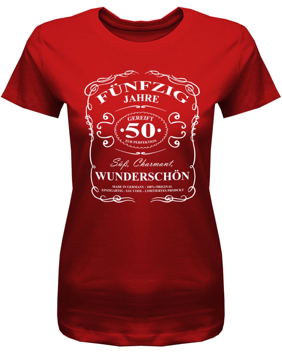 50 Jahre gereift zur Perfektion - Süß Charmant Wunderschön - 50 Geburtstag Shirt Frau - T-Shirt bedrucken mit lustigen Sprüchen bei - myShirtStore