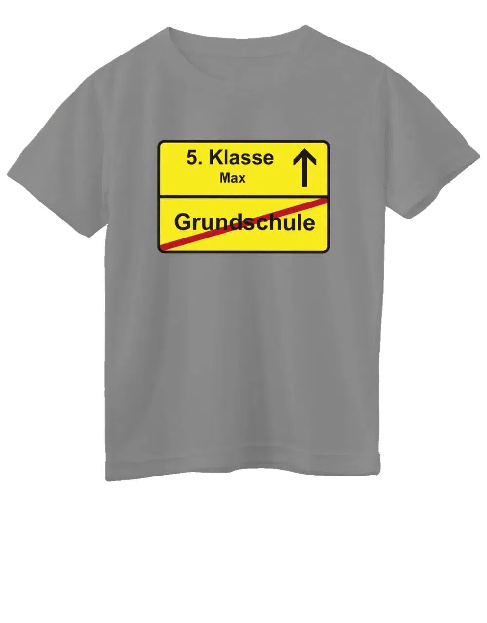 5. Klasse Grundschulabgänger mit Name und Ortsschild grau