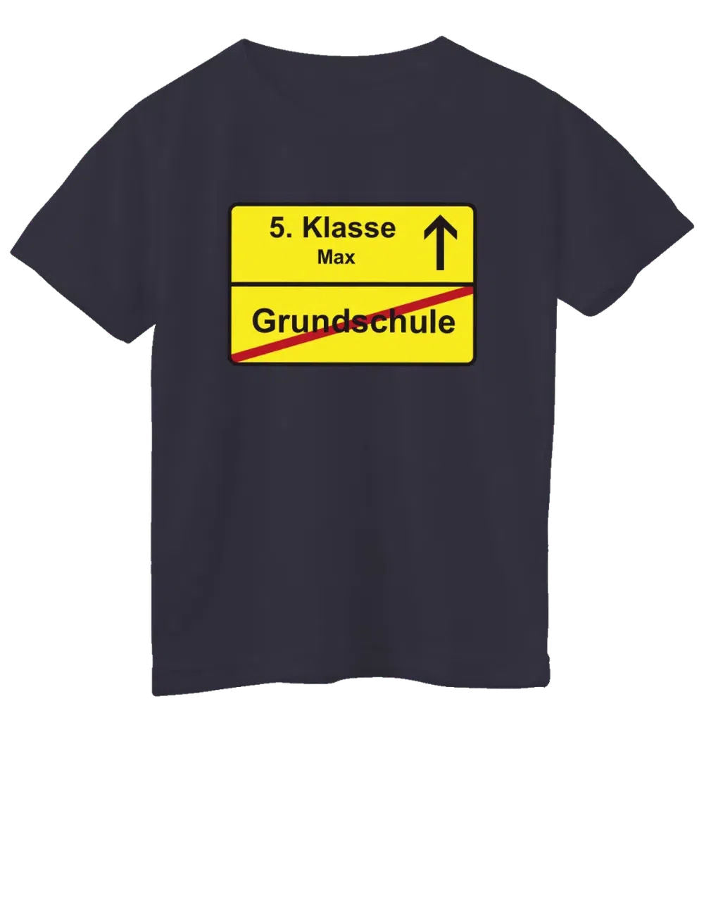 5. Klasse Grundschulabgänger mit Name und Ortsschild navy