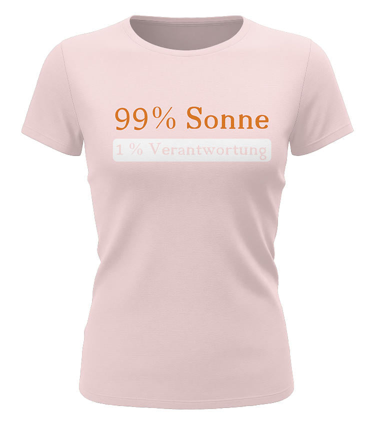 99% Sonne 1% Verantwortung Damen T-Shirt weiß – lustiges Damen Shirt Sommer Sonne Spruch