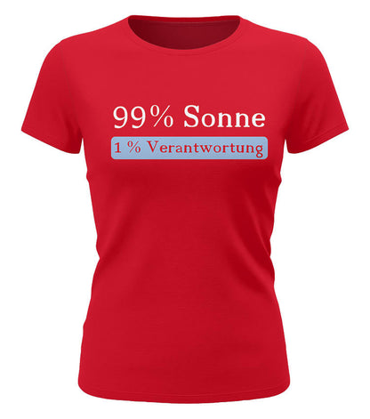 99% Sonne 1% Verantwortung Damen T-Shirt navy – lustiges Sommer Shirt Frauen Urlaub Spruch