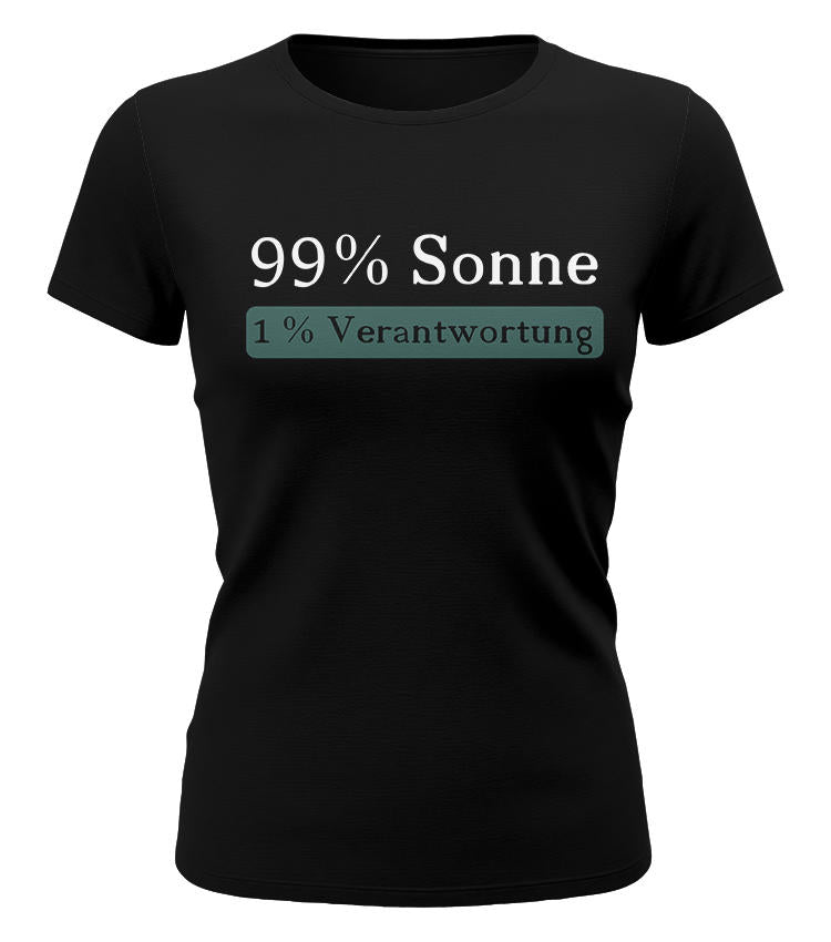 99% Sonne 1% Verantwortung Damen T-Shirt rot – Sommer Shirt Frauen lustiger Spruch Urlaub Outfit